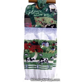 cow farm oven door towel