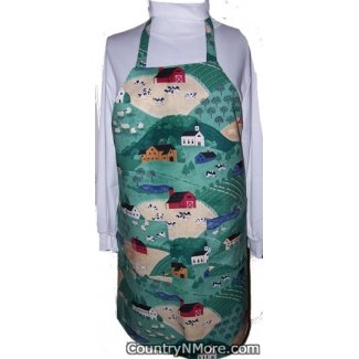 rooster cow country reversible bbq apron