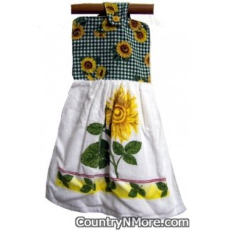 green sunflower oven door towel