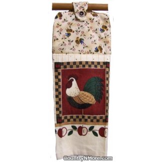 rooster apple oven door towel