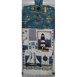 lighthouse sailboat oven door towel 266