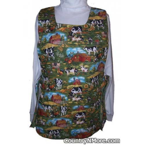 cows chickens roosters cobbler apron
