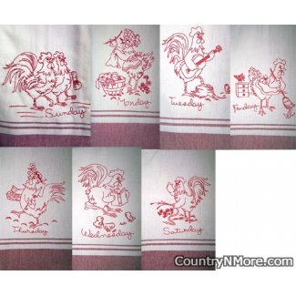 embroidered rooster kitchen towels set 7