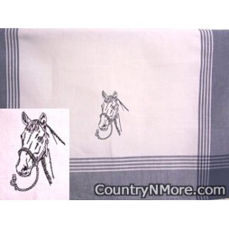 embroidered black horse silhouette tea towel