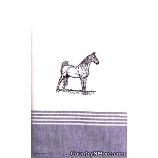 embroidered black stallion kitchen tea towel