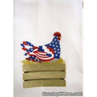 embroidered patriotic chicken kitchen towel