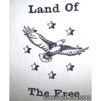 embroidered land free eagle tea towel