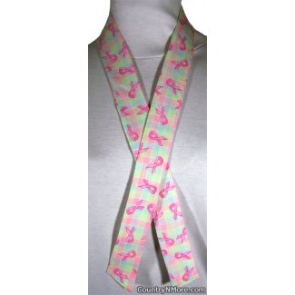 pink ribbon plaid neck cooler