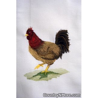 embroidered fashion rooster tea towel