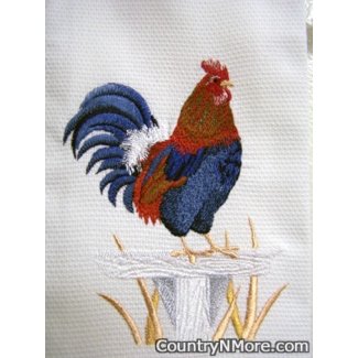 embroidered jungle fowl rooster towel