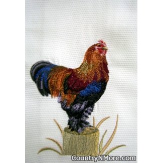 embroidered partridge brahma rooster tea towel