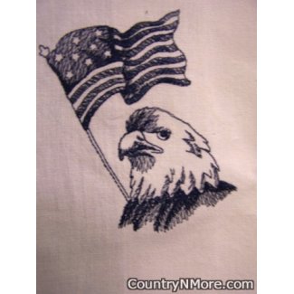 embroidered blue work eagle tea towel