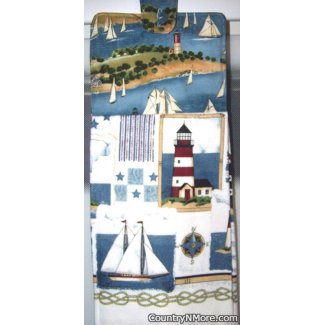 lighthouse ane sailboat oven door towel