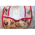 roosters chickens vintage apron large