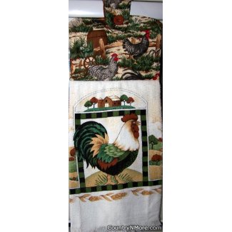 rooster country oven door towel