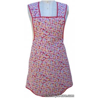 red flowers vintage apron