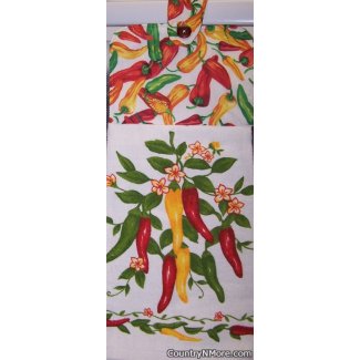 delicious chili pepper oven door towel