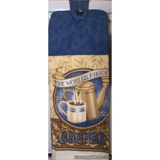 fresh cup coffee oven door towel