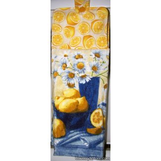 lemons daisies oven door towel