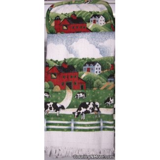 cows field potholder oven door towel