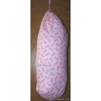 pink ribbon plastic grocery bag holder