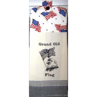 grand old flag embroidered oven door towel