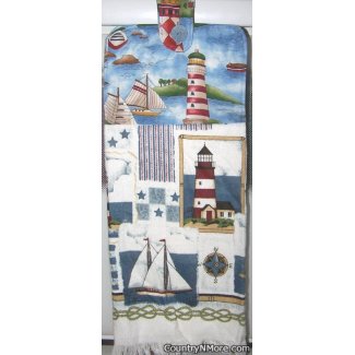 nautical sailboats lighthouse oven door towel