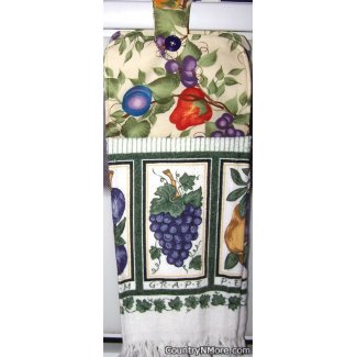 plums grape pear oven door towel