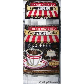 fresh roasted gourmet coffee potholder oven door towel