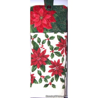 poinsettia holly oven door towel