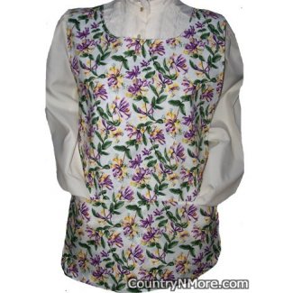 purple flower bird cobbler apron