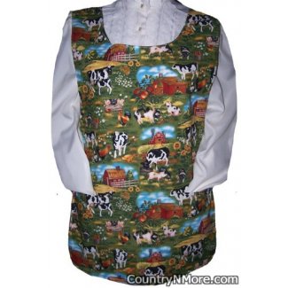 cows roosters pigs sunflower cobbler apron