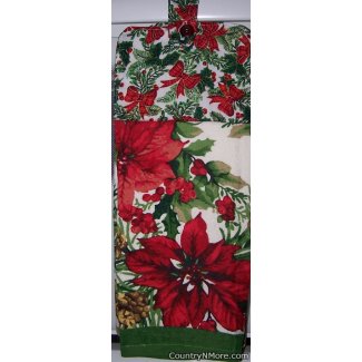 poinsettia oven door towel