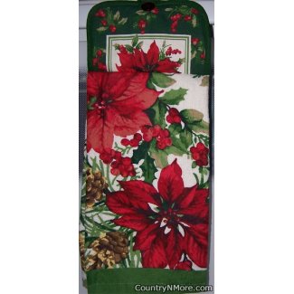 poinsettia potholder oven door towel