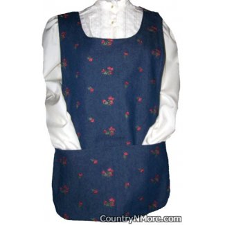 embroidered flower denin reversible cobbler apron