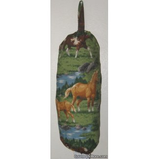 horses out fields grocery bag holder