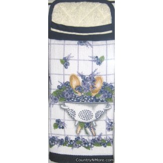 fresh blueberries gorgeous flower potholder oven door towel