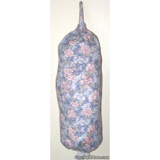 dainty blue floral plastic grocery bag holder