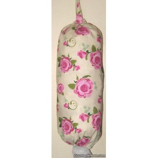 pink roses plastic grocery bag holder