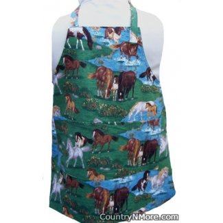 horses open range bbq childrens apron