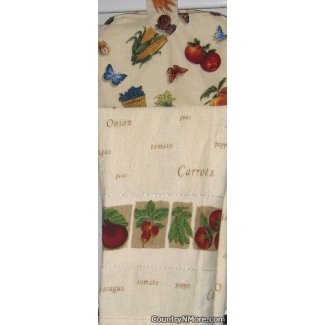 fresh vegetables oven door towel