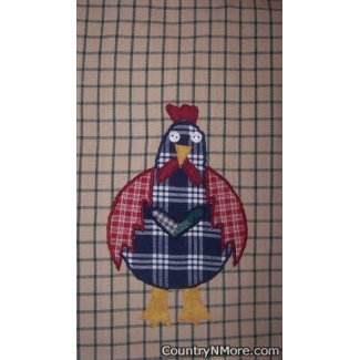 cute appliqued country chicken kitchen tea towel