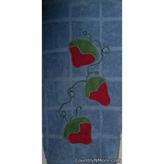 delicious strawberry appliqued kitchen tea towel