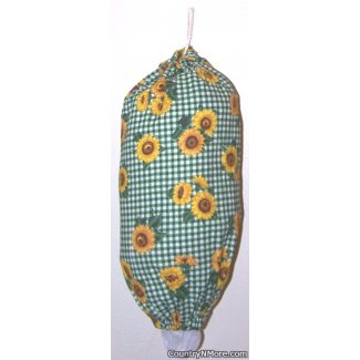 green sunflower plastic grocery bag holder med