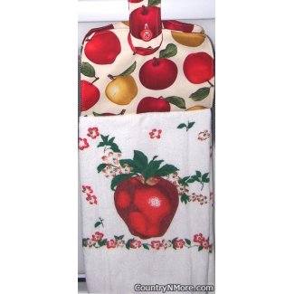 fresh whole sliced apple oven door towel