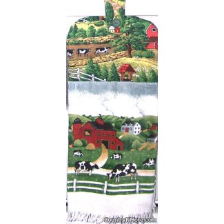 cows farm oven door towel