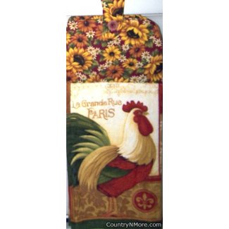 rooster sunflowers oven door towel