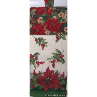 poinsettia white oven door towel