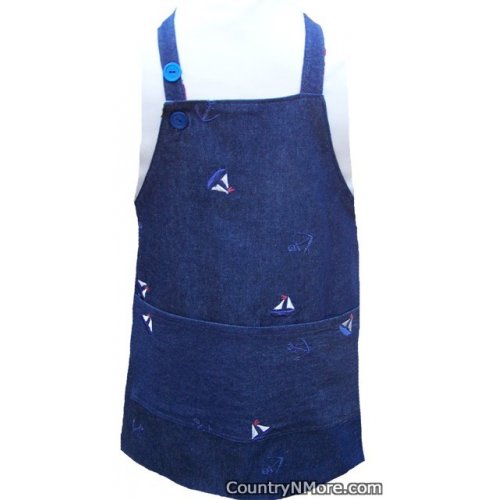 embroidered sailboat anchor denim toddler bbq apron