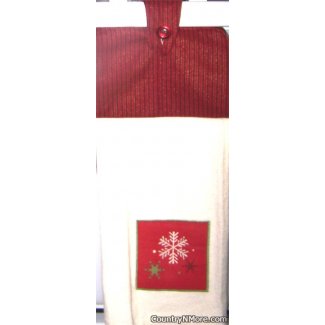 embroidered snowflake oven door towel